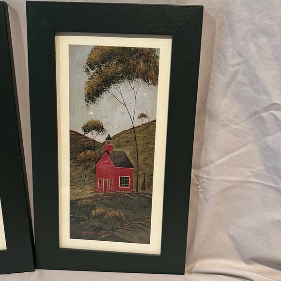 Farmhouse wall art. 2 pictures. Dark green wooden frame. - Picture 2 of 4